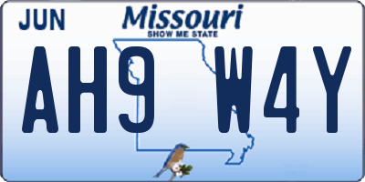 MO license plate AH9W4Y
