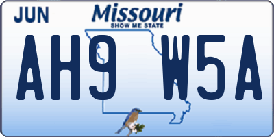 MO license plate AH9W5A
