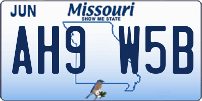 MO license plate AH9W5B