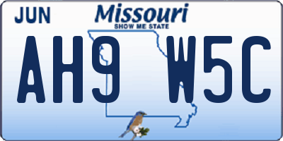MO license plate AH9W5C