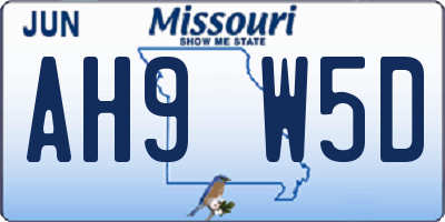 MO license plate AH9W5D