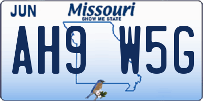 MO license plate AH9W5G