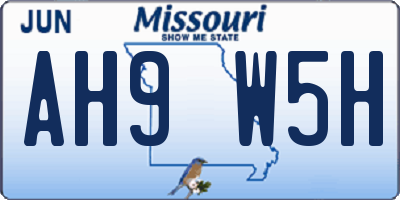 MO license plate AH9W5H