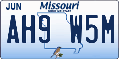 MO license plate AH9W5M