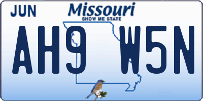 MO license plate AH9W5N