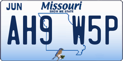 MO license plate AH9W5P