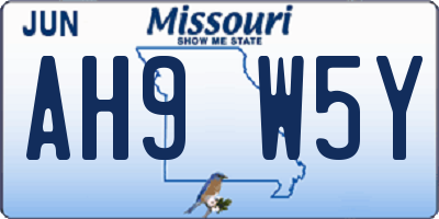 MO license plate AH9W5Y