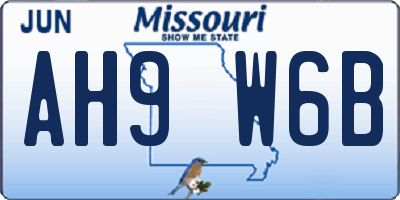 MO license plate AH9W6B