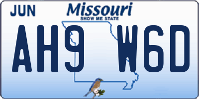 MO license plate AH9W6D