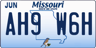MO license plate AH9W6H