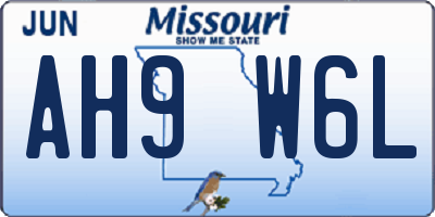 MO license plate AH9W6L