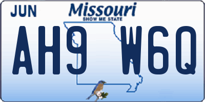 MO license plate AH9W6Q
