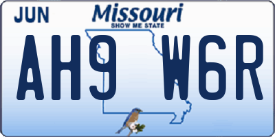 MO license plate AH9W6R