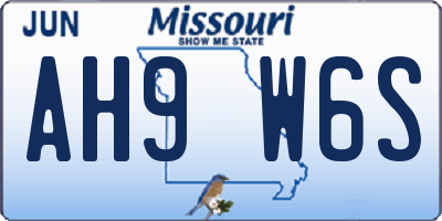 MO license plate AH9W6S
