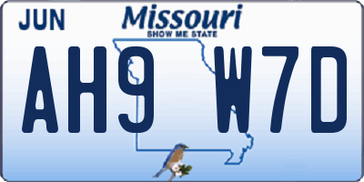 MO license plate AH9W7D