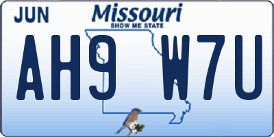 MO license plate AH9W7U
