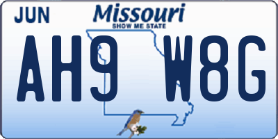 MO license plate AH9W8G