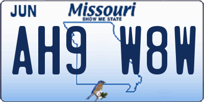 MO license plate AH9W8W