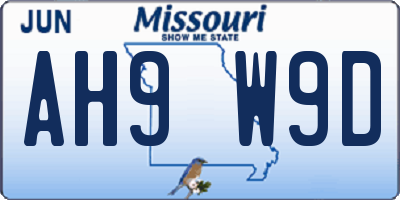 MO license plate AH9W9D