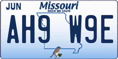 MO license plate AH9W9E