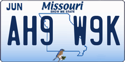 MO license plate AH9W9K