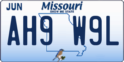 MO license plate AH9W9L