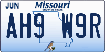 MO license plate AH9W9R