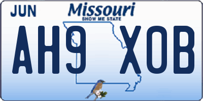 MO license plate AH9X0B