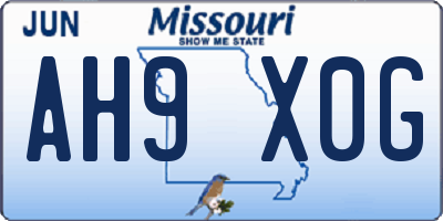MO license plate AH9X0G