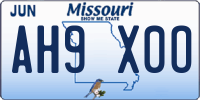MO license plate AH9X0O