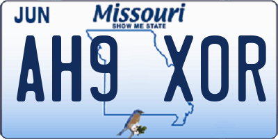 MO license plate AH9X0R