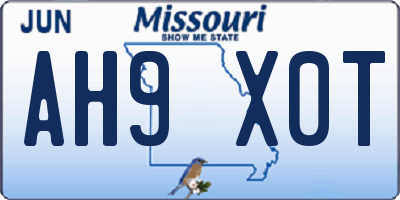 MO license plate AH9X0T