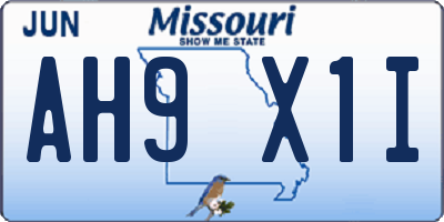 MO license plate AH9X1I