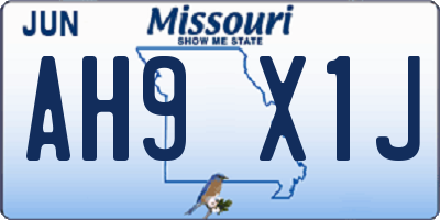 MO license plate AH9X1J