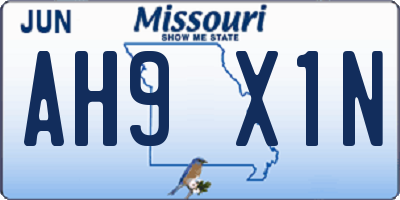 MO license plate AH9X1N