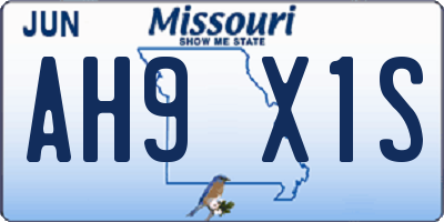 MO license plate AH9X1S