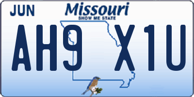 MO license plate AH9X1U