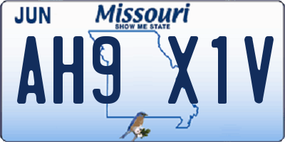 MO license plate AH9X1V