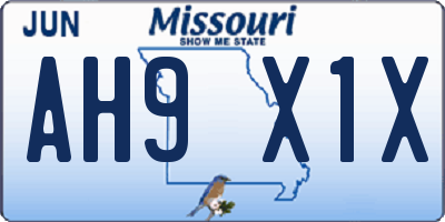 MO license plate AH9X1X