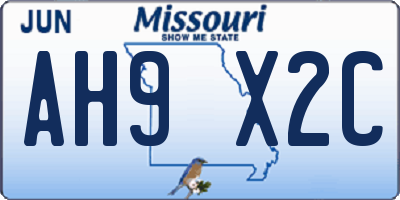 MO license plate AH9X2C