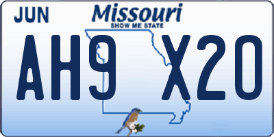 MO license plate AH9X2O