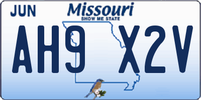 MO license plate AH9X2V