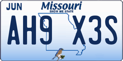 MO license plate AH9X3S