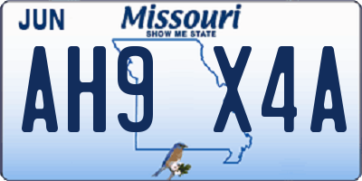 MO license plate AH9X4A