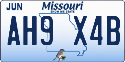 MO license plate AH9X4B