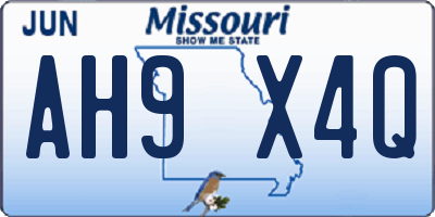 MO license plate AH9X4Q
