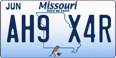 MO license plate AH9X4R