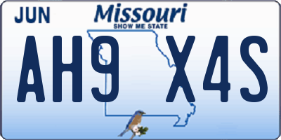 MO license plate AH9X4S