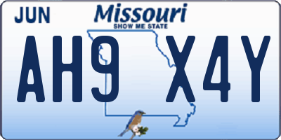 MO license plate AH9X4Y