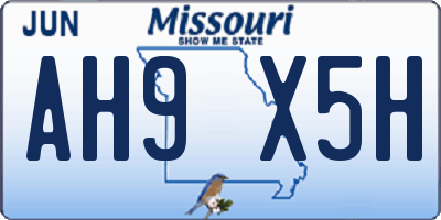 MO license plate AH9X5H